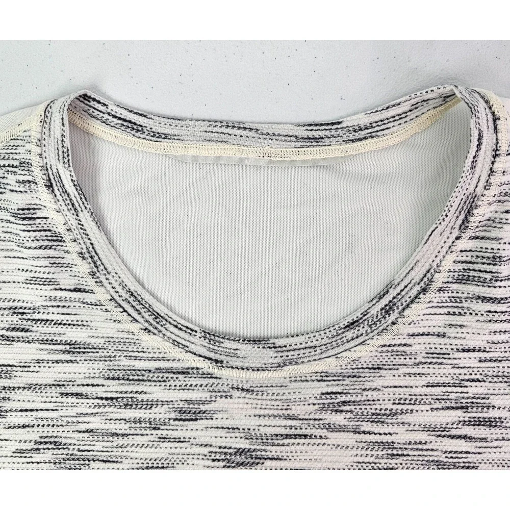 Lululemon Women's M Multicolor Stripe Beat The Heat Short Sleeve Mesh Back Shirt - Picture 7 of 13